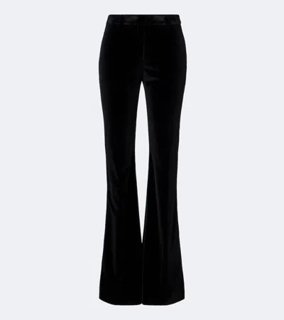 Etro Cotton Velvet Flared Pants In Black