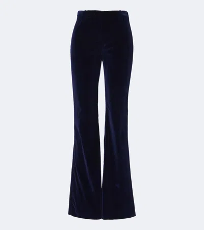 Etro Cotton Velvet Flared Pants In Blue