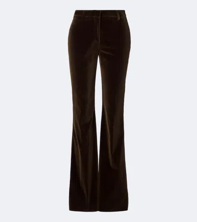 Etro Cotton Velvet Flared Pants In Brown