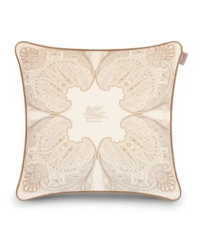 Etro Cotton Velvet Kiri Cushion In Gold