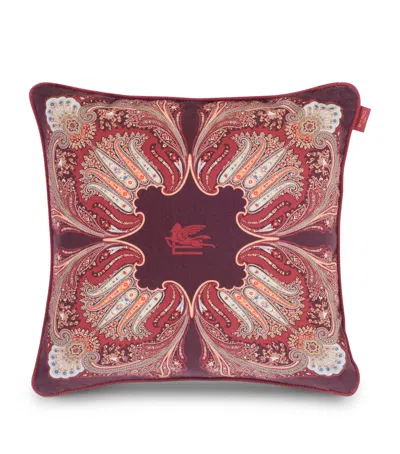 Etro Cotton Velvet Kiri Cushion In Pink