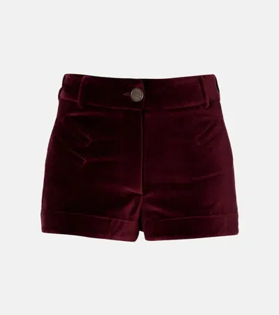 Etro Cotton Velvet Shorts In Burgundy