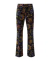 Etro Cotton Velvet Trousers With Floral Overprint In Brown