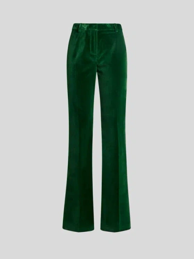 Etro , Cotton Velvet Trousers, Woman, Green, Size 38