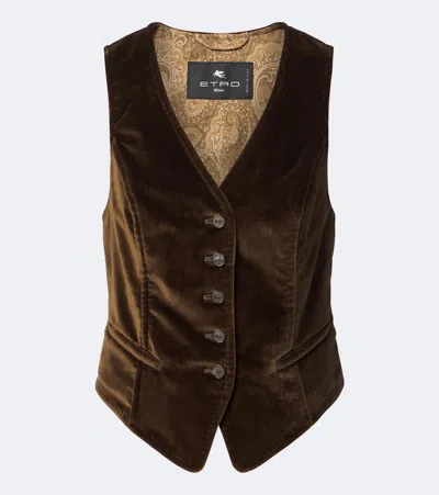 Etro Cotton Velvet Vest In Green