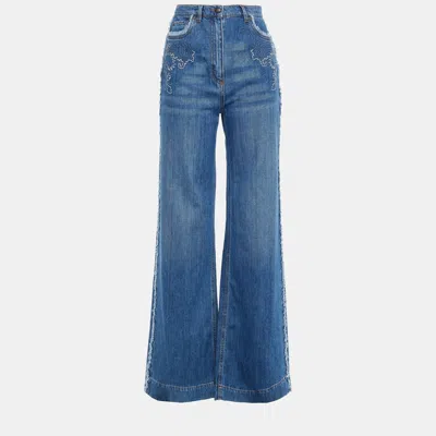 Pre-owned Etro Cotton Wide Leg Jeans 29 In Blue