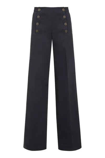 Etro Cotton Wide-leg Trousers In Blue