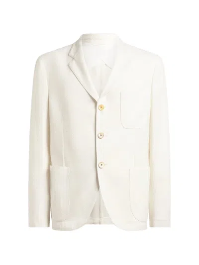 Etro Cotton Wool Viscose Jacket Man In White