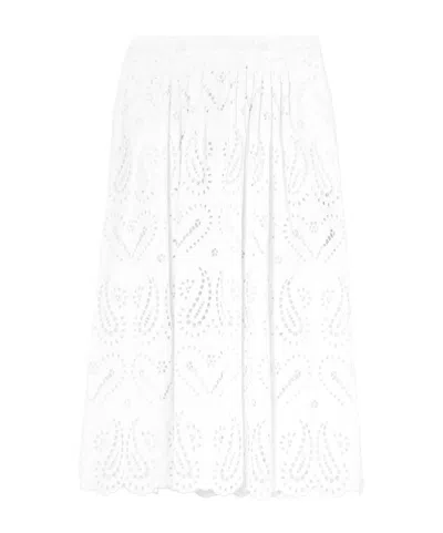 Etro Cotton-blend Poplin Midi Skirt In White
