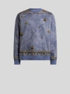 Etro Cotton-blend Sweatshirt With Placed Pegaso-print In Blue