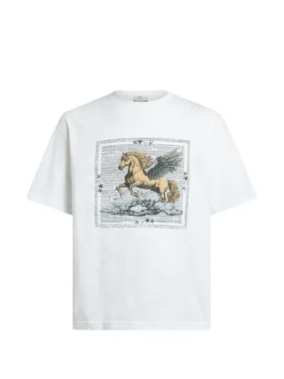Etro Cotton-jersey T-shirt With Placed Pegaso-print In White
