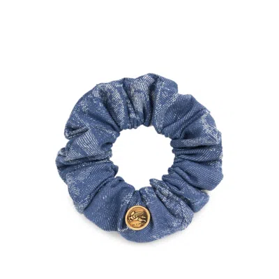 Etro Cotton-linen Hair Band In Blue