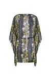 Etro Floral-print Kaftan Minidress In Black