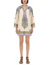 Etro Print Knee Length Long Sleeves V-neck