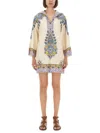 Etro Print Knee Length Long Sleeves V-neck In Multi