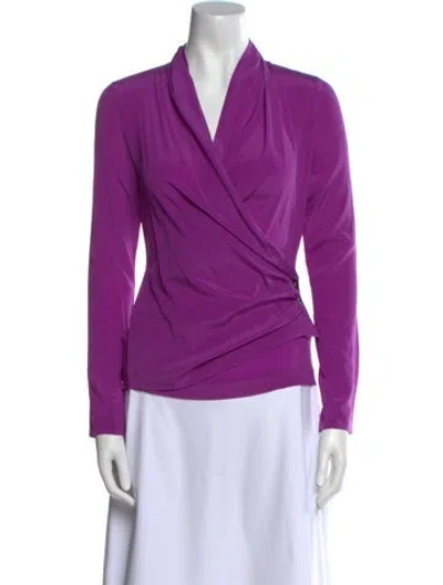 Pre-owned Etro Cowl Neck Long Sleeve Blouse In Purple