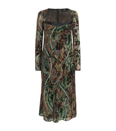 Etro Cowl-neck Midi Dress In Green