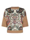 Etro Paisley Silk-inset Wool Knit Top In Red