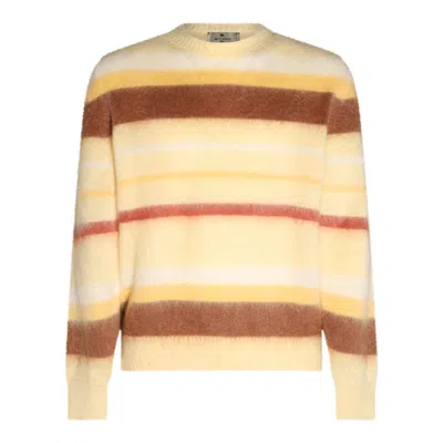 ETRO ETRO CREAM MOHAIR AND WOOL BLEND STRIPE SWEATER