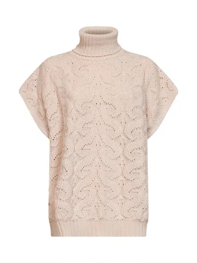 Etro Cream Paisley-pattern Stitch Knit Turtleneck Sweater In Beige
