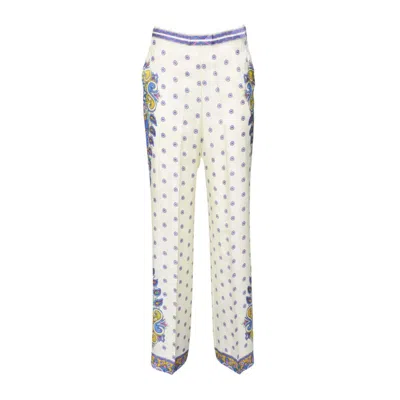 Etro Cream Silk Twill Palazzo Pants