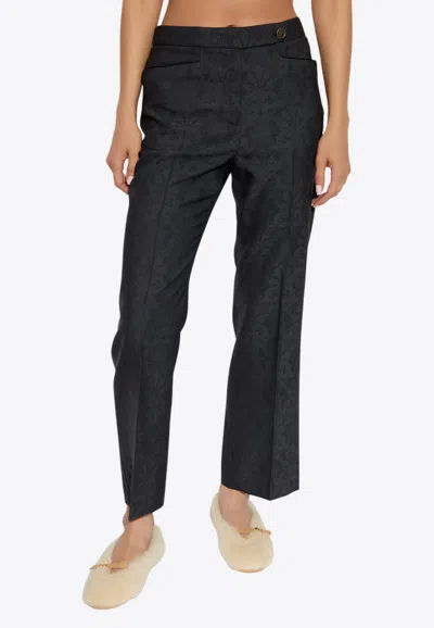 Etro Creased Pants With Jacquard Pattern In Gray
