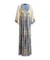 Etro Multicolor Long Dress With V Neck And All-over Paisley Print In Silk Woman In Nude