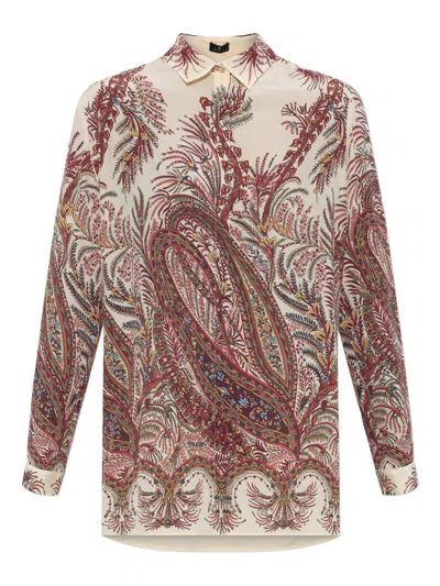 Etro Paisley Print Silk Shirt With Collared Neck In Multi
