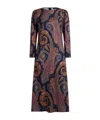 Etro Crepe Midi Dress With Paisley Motif In Multi