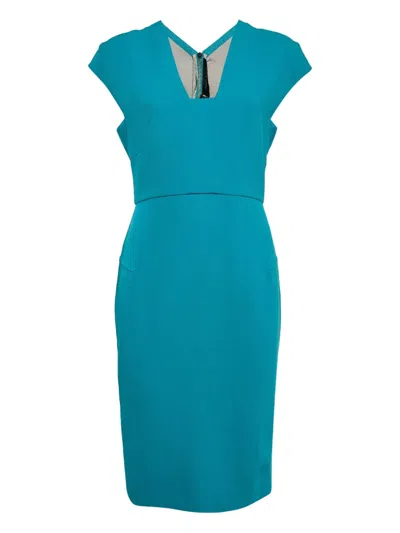 Pre-owned Etro Crepe-texture Midi Dress In Blue