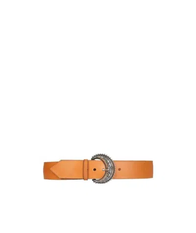 Etro Crescent Buckle Belt In Brown