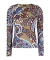 Etro Multicolor Long Sleeve Top With Paisley Motif In Multicolor