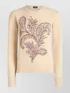 Etro Wool And Cashmere Sweater With Embroidery In Neutral
