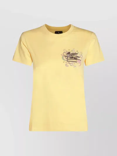 Etro Crew Neck Graphic Print Lightweight Soft Fabric In White