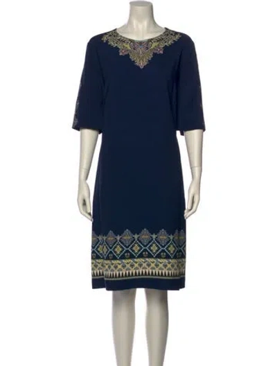Pre-owned Etro Crew Neck Knee-length Dress In Blue