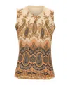 Etro Paisley Print Sleeveless Top In Brown