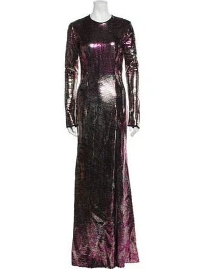 Pre-owned Etro Crew Neck Long Dress In Pink