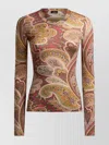 Etro Crew Neck Long-sleeved Top In Pink