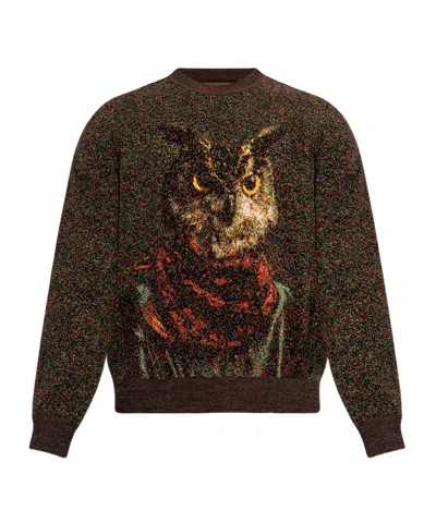 Etro Crew Neck Long-sleeved Sweatshirt In Brown