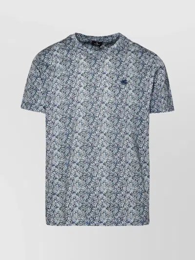 Etro Crew Neck Short Sleeve All-over Print In Gray