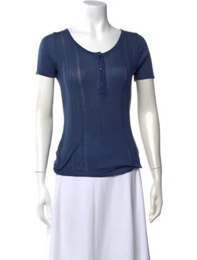 Pre-owned Etro Crew Neck Short Sleeve Polo In Blue