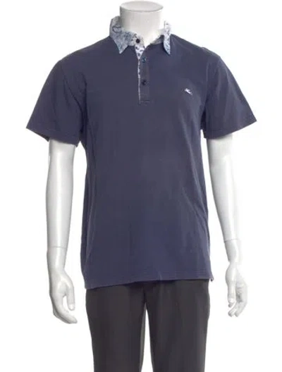 Pre-owned Etro Crew Neck Short Sleeve Polo Shirt In Blue