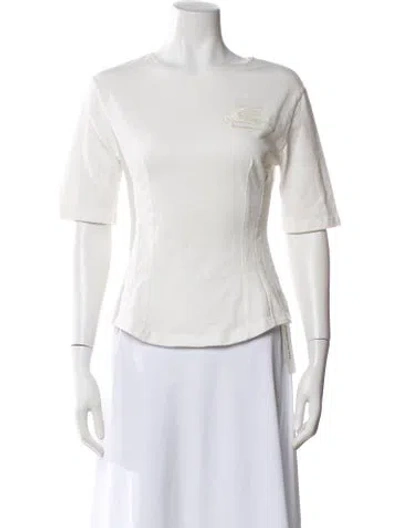 Pre-owned Etro Crew Neck Short Sleeve T-shirt In White