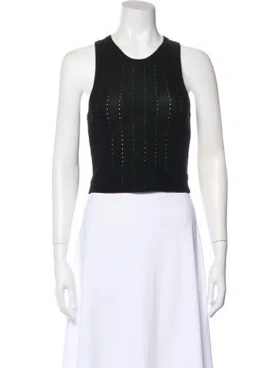 Pre-owned Etro Crew Neck Sleeveless Crop Top In Black