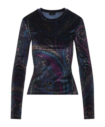 ETRO CHENILLE TOP WITH PAISLEY PRINT