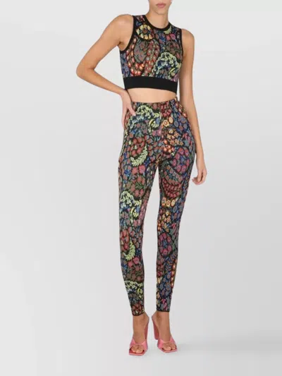 Etro Crew Neck Top And Leggings In Jacquard Wool Blend In Black