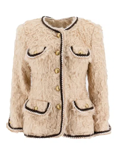 Etro Crewneck Jacket With Fur Effect