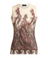 Etro , Silk And Cashmere Top With Placed Print, Woman, Multicolour, Size 44