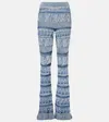 Etro Crochet Cotton Flared Pants In Blue