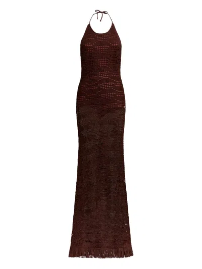 Etro Crochet-effect Maxi Dress In Brown